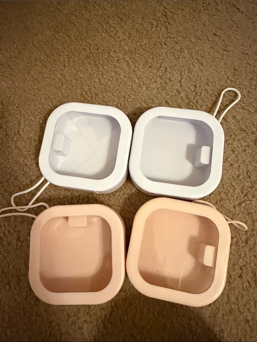 Plastic Square Storage Cases - White & Blush Pink (Set of 4)